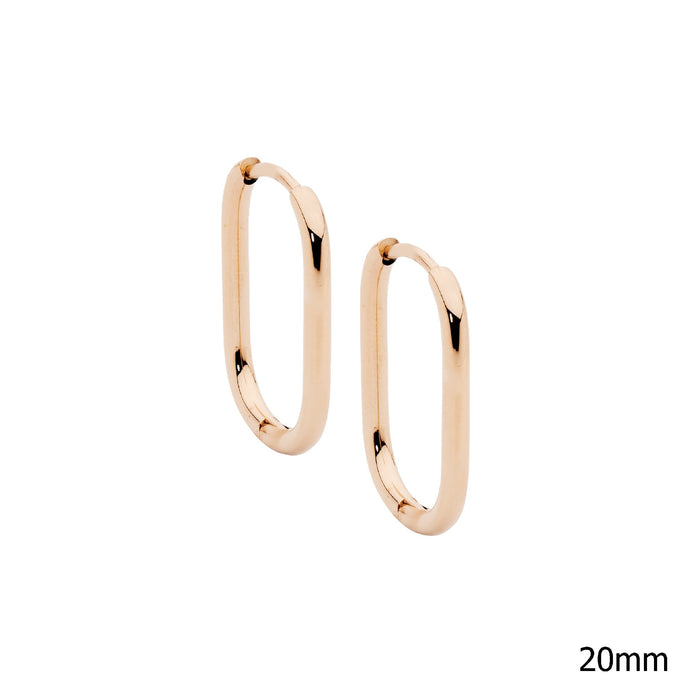Ellani Stainless Steel Rgp 20mm Oval Hoop Earrings