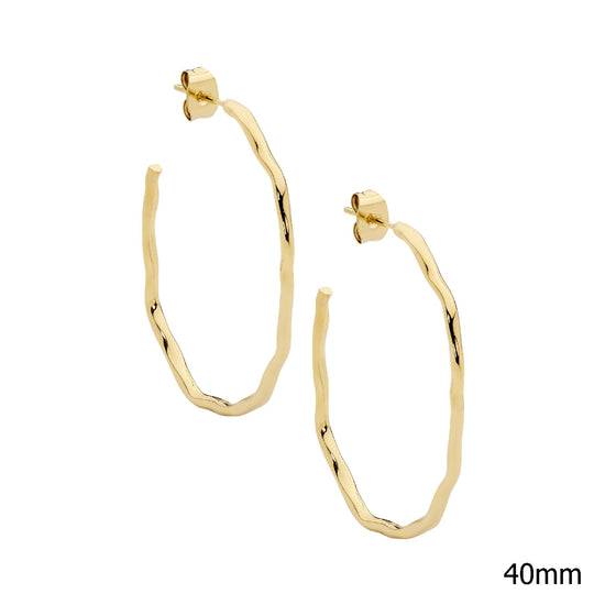 Ellani Stainless Steel Ygp 40mm Wave Hoop Earrings
