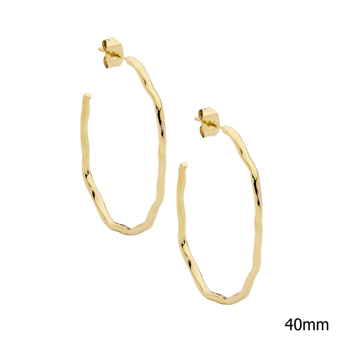 Ellani Stainless Steel Ygp 40mm Wave Hoop Earrings