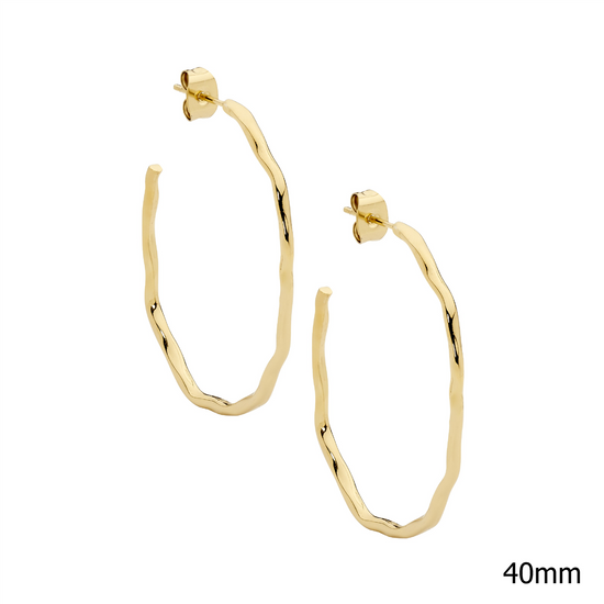 Ellani Stainless Steel Ygp 40mm Wave Hoop Earrings