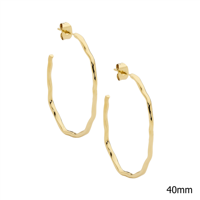 Ellani Stainless Steel Ygp 40mm Wave Hoop Earrings