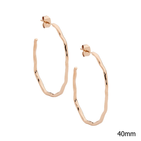 Ellani Stainless Steel Rgp 40mm Wave Hoop Earrings