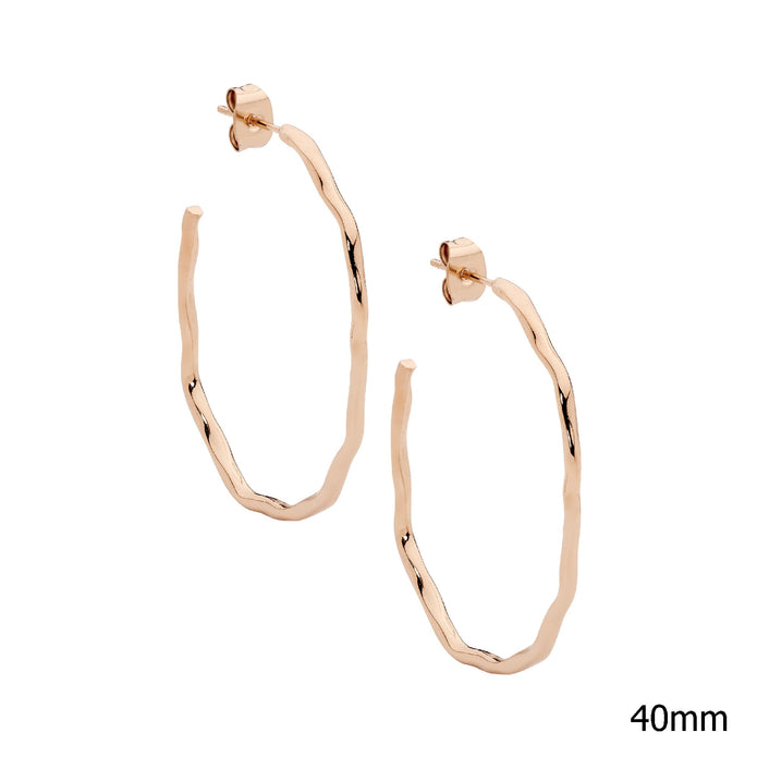 Ellani Stainless Steel Rgp 40mm Wave Hoop Earrings