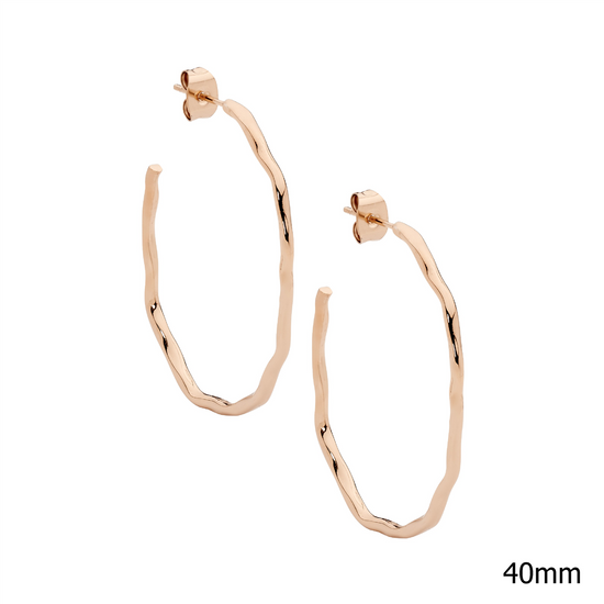 Ellani Stainless Steel Rgp 40mm Wave Hoop Earrings