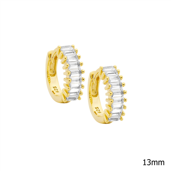 Ellani Sterling Silver Gp Cz 13mm Hoop Earrings