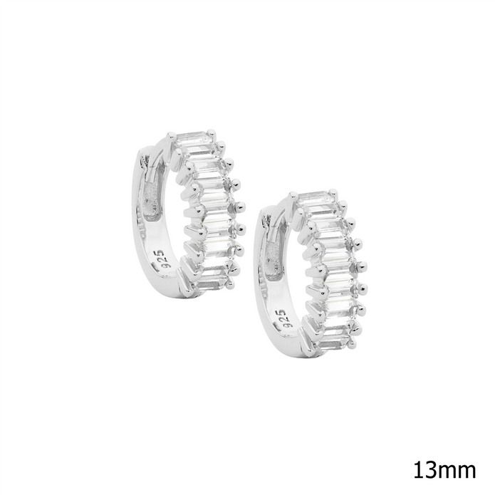 Ellani Sterling Silver Rgp Cz 13mm Hoop Earrings 2