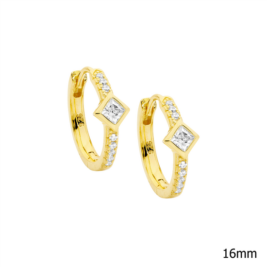 Ellani Sterling Silver Gp Cz 16mm Hoop Earrings 2
