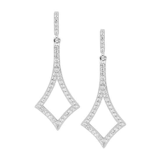 Ellani Sterling Silver 40mm Cz Drop Earrings