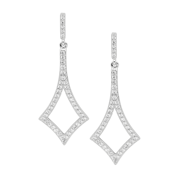 Ellani Sterling Silver 40mm Cz Drop Earrings