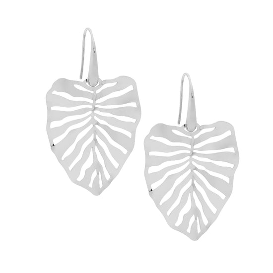 Ellani Stainless Steel 36mm Monstera Leaf Earrings