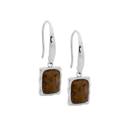 Ellani Stainless Steel Labardorite Drop Earrings