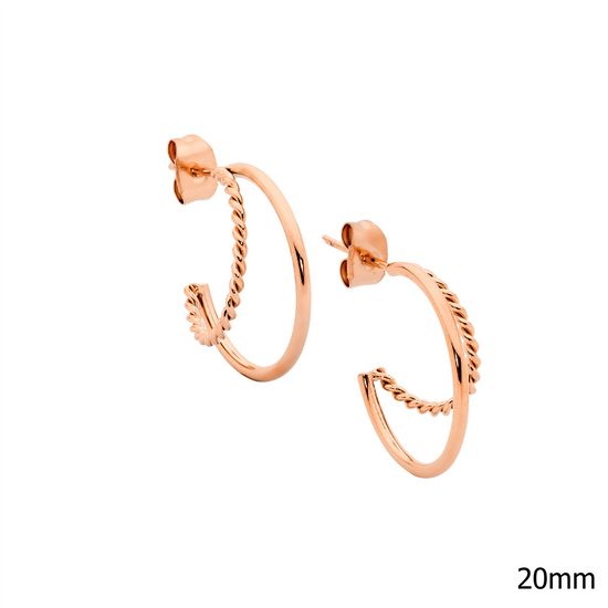 Ellani Stainless Steel Rgp 20mm Double Hoop Earrings