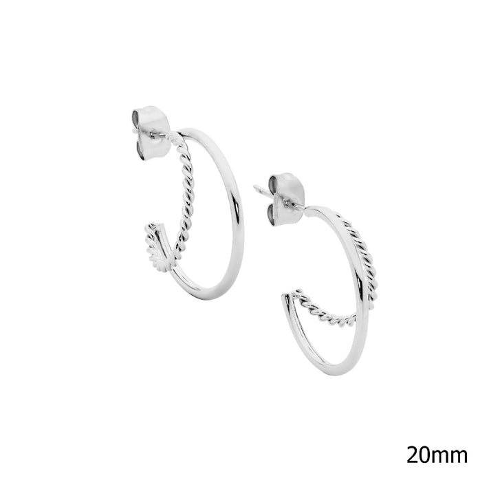 Ellani Stainless Steel 20mm Double Hoop Earrings