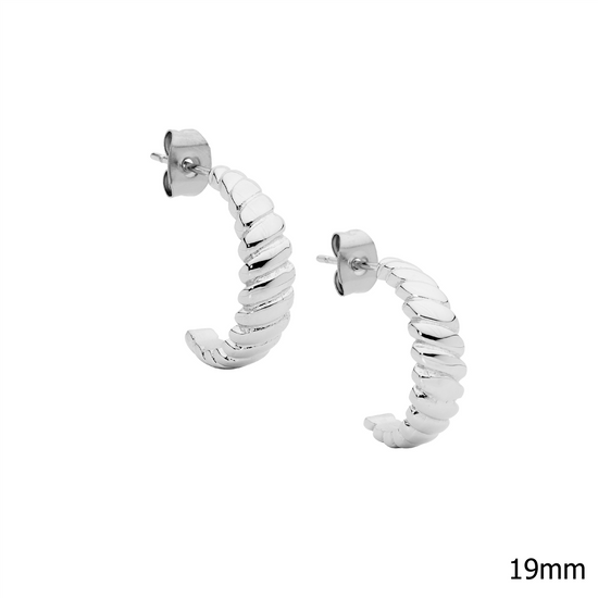 Ellani Stainless Steel 19mm Twist Hoop Earrings