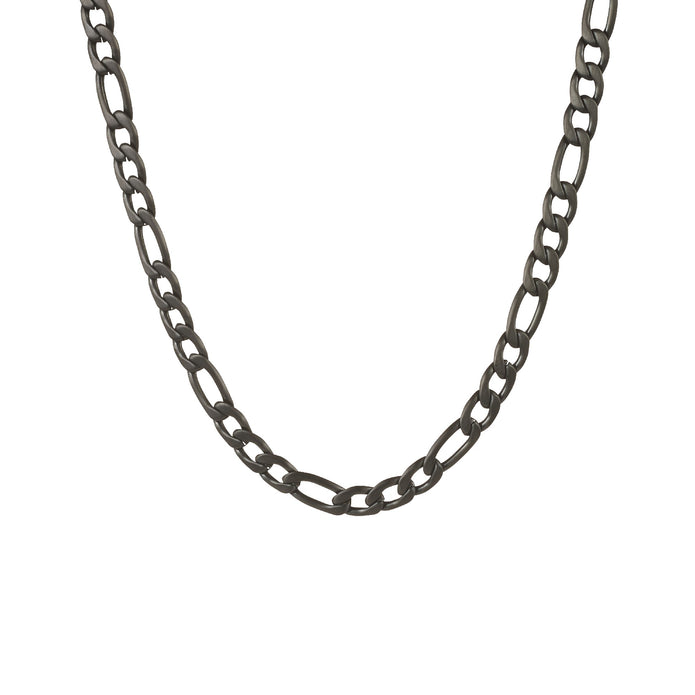 Ip Black Stainless Steel Figaro Neck Chain 61cm