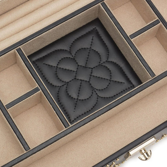 Wolf Marrakesh Flat Jewellery Box Black Leather