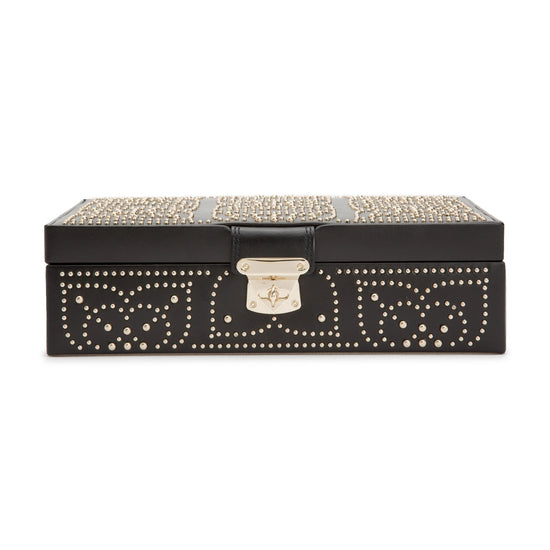 Wolf Marrakesh Flat Jewellery Box Black Leather