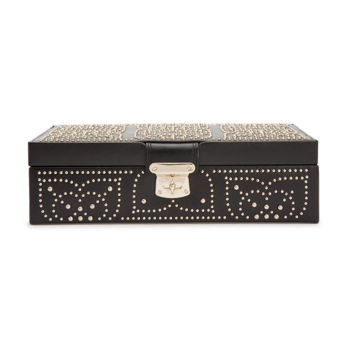Wolf Marrakesh Flat Jewellery Box Black Leather