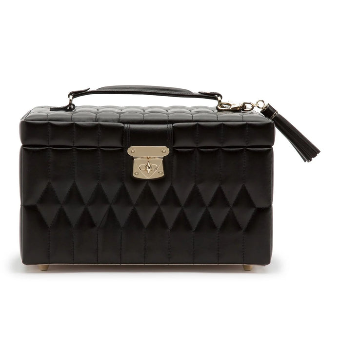 Wolf Caroline Medium Jewellery Case Black Leather.