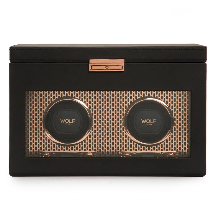 Wolf Axis Collection Copper Double Watch Winder With Storage