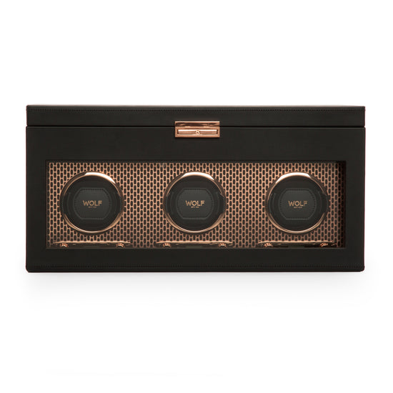 Wolf Axis Copper Triple Watch Winder With Storage