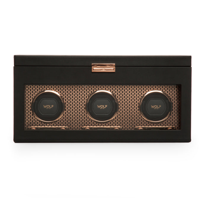 Wolf Axis Copper Triple Watch Winder With Storage