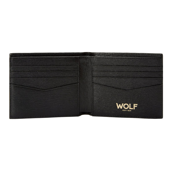 Wolf Logo Billfold Black Leather Wallet