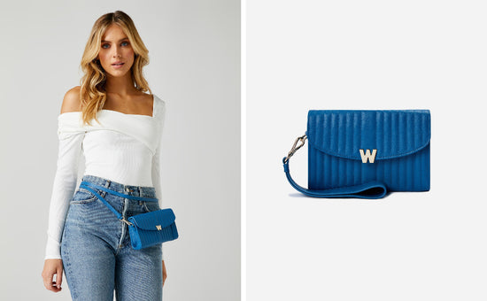 Wolf Mimi Crossbody Bag Blue Leather
