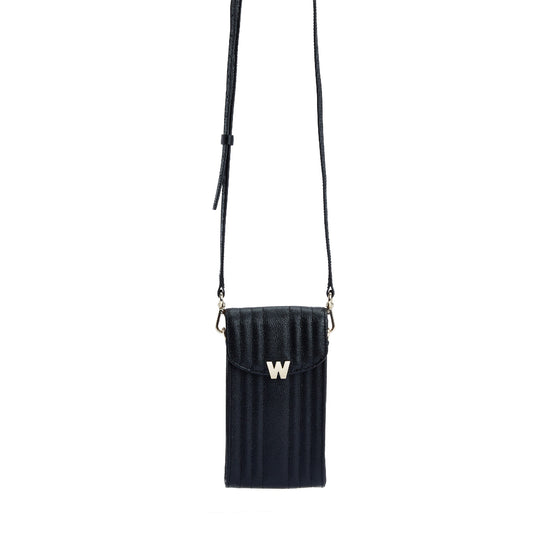 Wolf Mimi Phone Case With Wristlet Black Leather