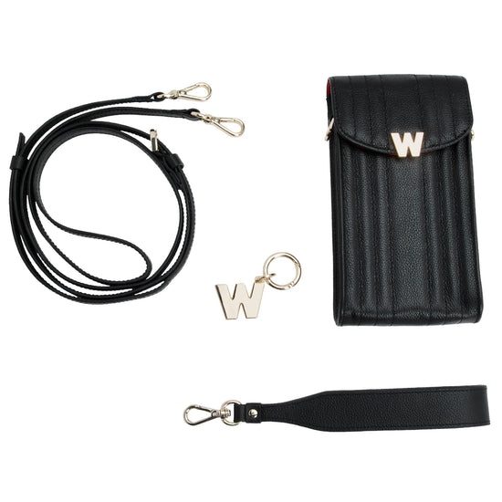 Wolf Mimi Phone Case With Wristlet Black Leather