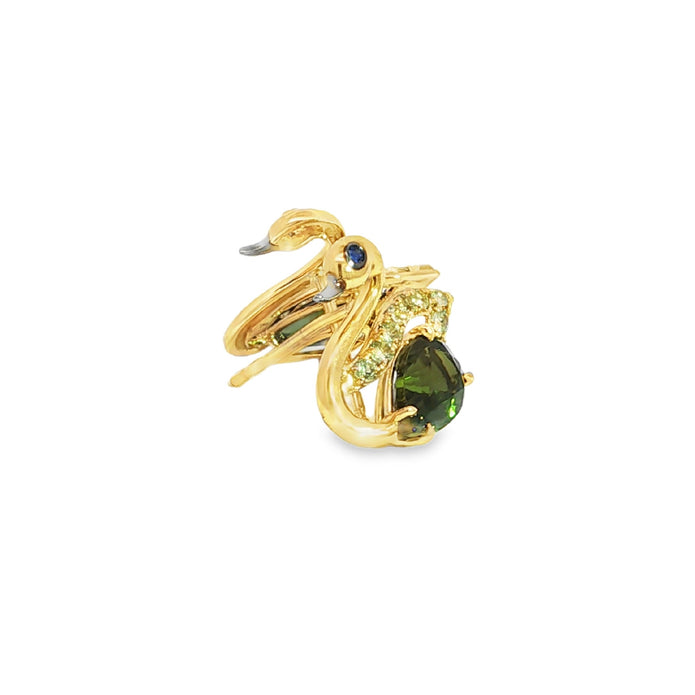 18ct Yellow Gold Sapphire And Tourmaline Earrings 