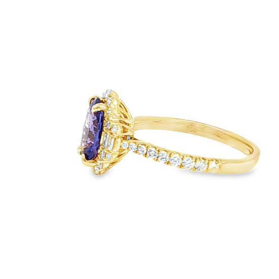 18ct Yellow Gold Tanzanite And Diamond Ring