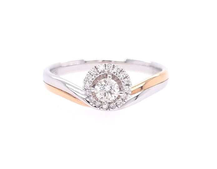18ct Rose and White Gold Diamond Ring