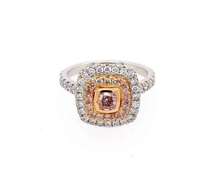 Platinum and 18ct Rose Gold Diamond Halo Ring