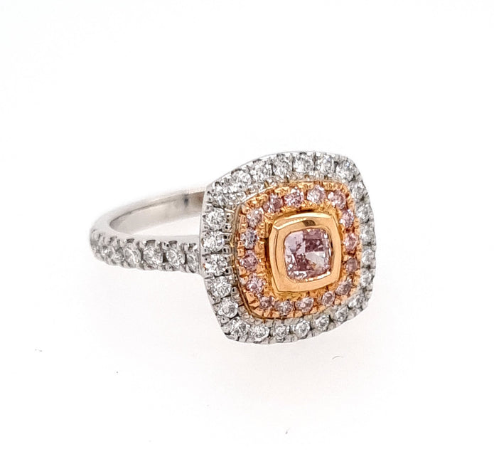 Platinum and 18ct Rose Gold Diamond Halo Ring