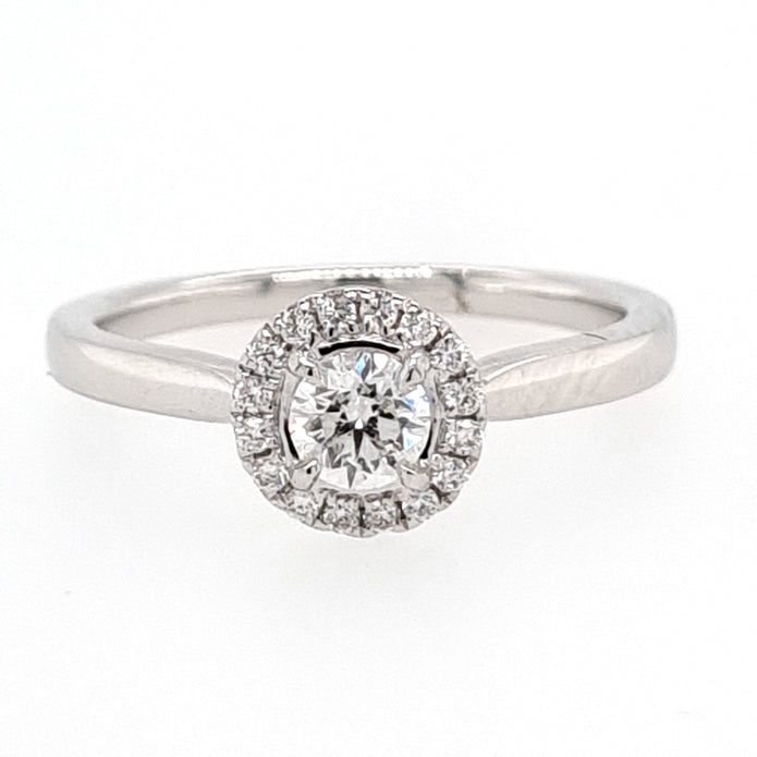 18ct White Gold Halo Diamond Ring