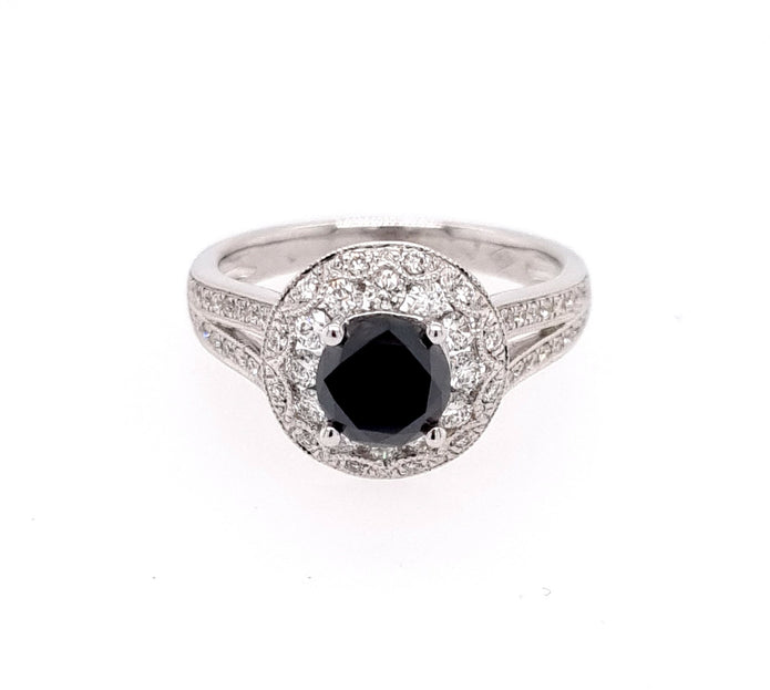 18ct White Gold Black and White Diamond Ring