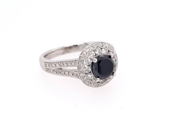 18ct White Gold Black and White Diamond Ring