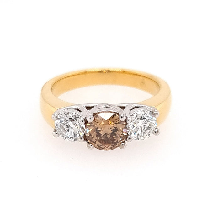 18ct Yellow and White Gold Trilogy Australian Chocolate Diamond Ring