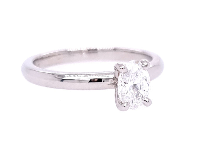 Platinum Oval Solitaire Diamond Ring