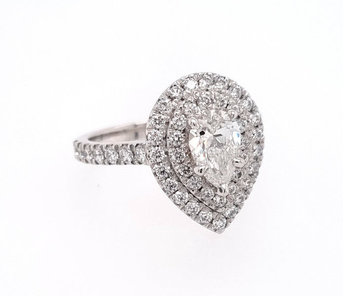 Platinum Diamond Double Halo Ring