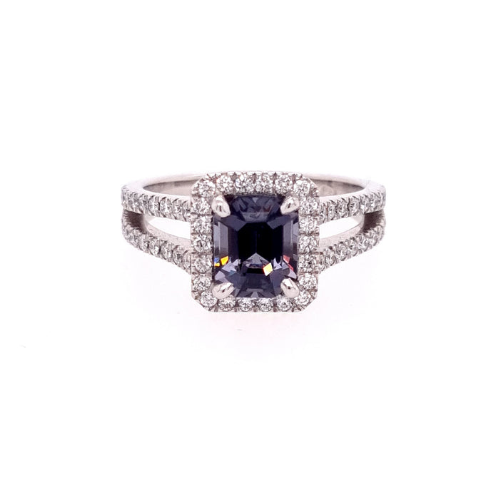 Platinum Halo Spinel and Diamond Ring