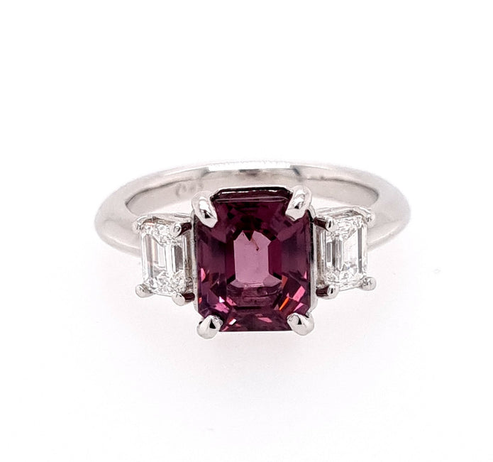 Platinum Trilogy Spinel and Diamond Ring