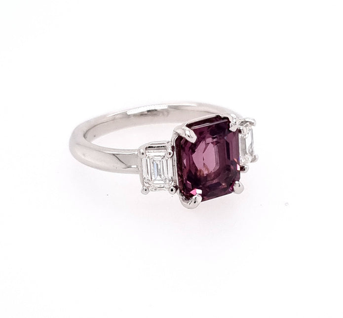 Platinum Trilogy Spinel and Diamond Ring