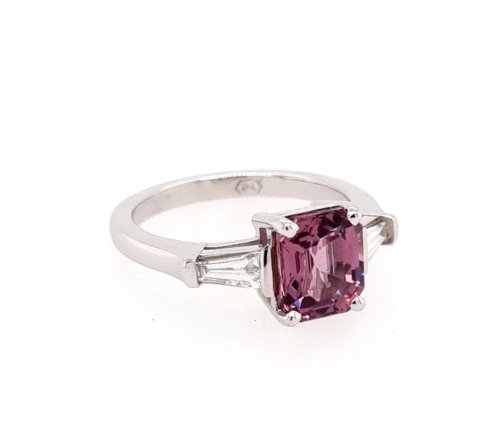 Platinum Spinel and Diamond Ring