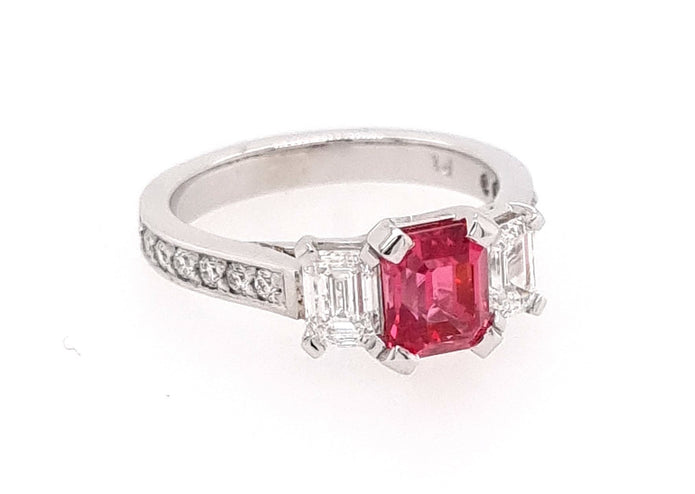 Platinum Trilogy Spinel and Diamond Ring