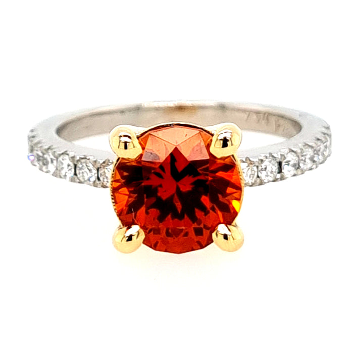 Platinum and 18ct Yellow Gold Garnet and Diamond Ring