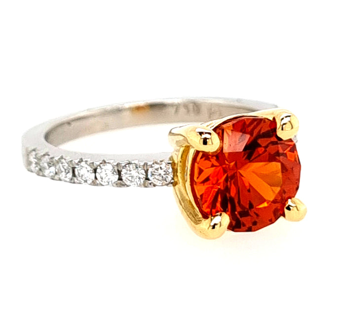 Platinum and 18ct Yellow Gold Garnet and Diamond Ring