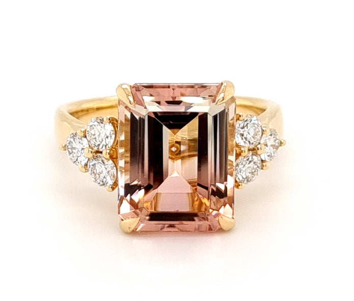 18ct Yellow Gold Tourmaline and Diamond Ring