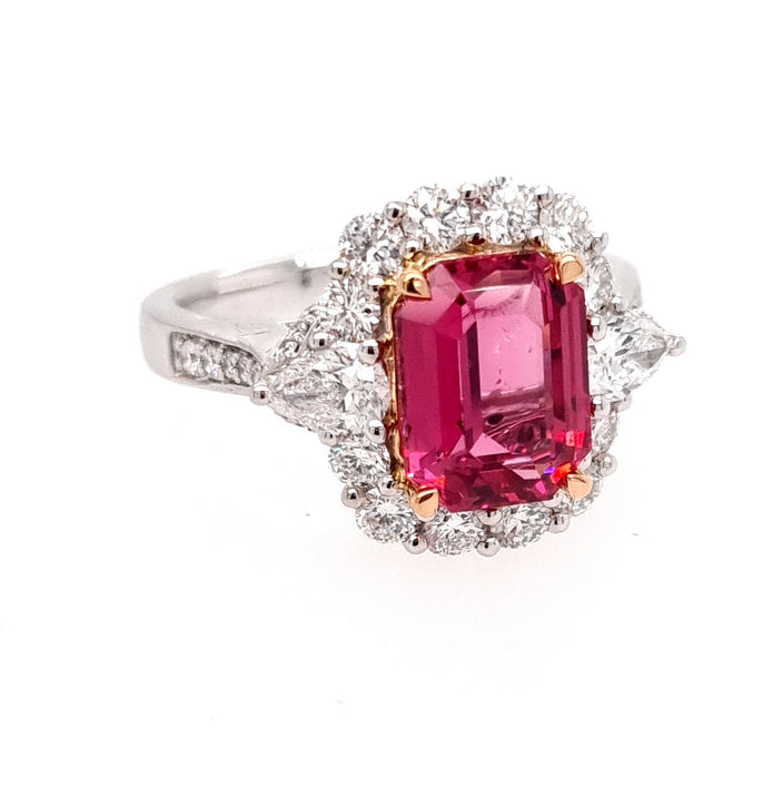 Platinum and 18ct Rose Gold Pink Spinel and Diamond Ring